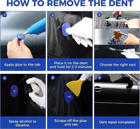 أدوات إصلاح Dent 6 قطع من قضبان إزالة Dent مع AWL Head Dent Dent Kit Car Auto Body Body Removal of the Hail inters and Door Ding (6 PCS Rod 21 PCS Pen) in Kuwait