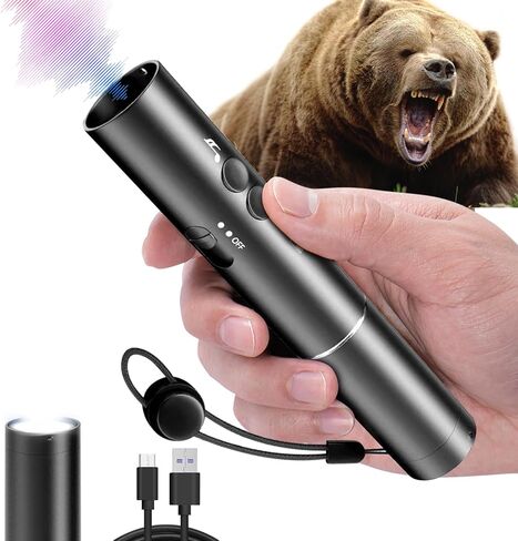 Electronic Bear Air Horn,120dB Rechargeable Whistle with Flashlight for Hiking & Camping, Wildlife Deterrent & Emergency Safety Device, Can Replace Bear Bell in Saudi Arabia