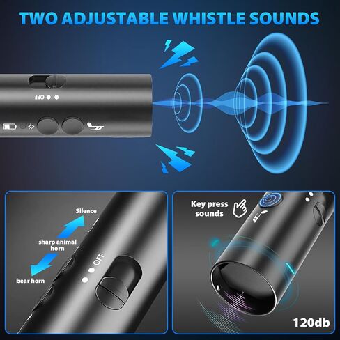 Electronic Bear Air Horn,120dB Rechargeable Whistle with Flashlight for Hiking & Camping, Wildlife Deterrent & Emergency Safety Device, Can Replace Bear Bell in Saudi Arabia