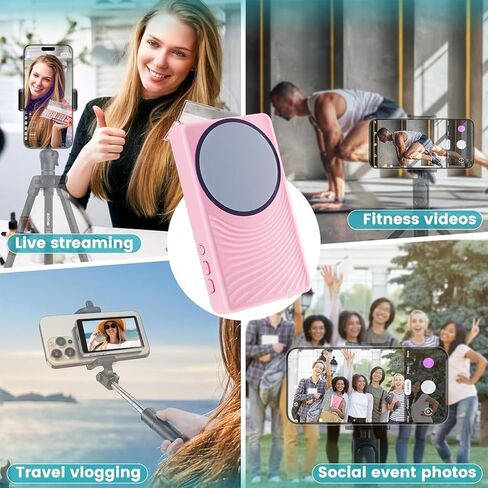 شاشة مراقبة سيلفي لهواتف iPhone/Android، شاشة كاميرا خلفية للهاتف المغناطيسي مع جهاز تحكم عن بعد بلوتوث، تسجيل لاسلكي سيلفي/بث مباشر/TikTok in Kuwait