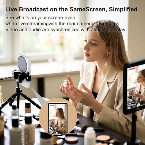 شاشة مراقبة سيلفي لهواتف iPhone/Android، شاشة كاميرا خلفية للهاتف المغناطيسي مع جهاز تحكم عن بعد بلوتوث، تسجيل لاسلكي سيلفي/بث مباشر/TikTok in Kuwait