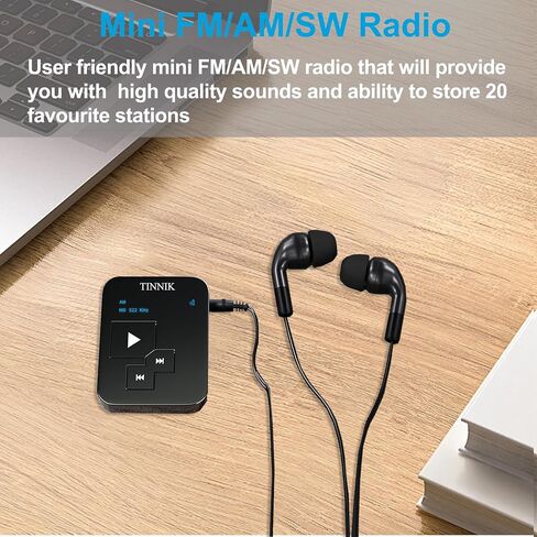 AM FM SW Mini Radio: Weight 27 Grams, Watch Size, Rechargeable USB, Personal Pocket Radio, OLED Screen, RDS Digital Tuning, Clip, Button Lock, Timer, Stereo Headphones - FA298 in Saudi Arabia