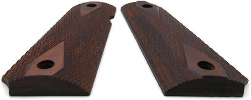 Cool Hand 1911 Wood Grips, Grips Gold Screws Included, Full Size (Government/Commander), Checker Diamond Cut or w/Patriotic US Logo or Honey Comb Texture, Ambi Safety Cut in Saudi Arabia