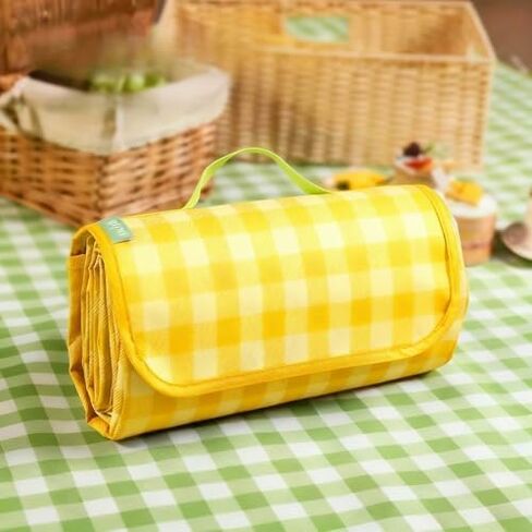 1PC Waterproof Foldable Picnic Blankets – Thickened Non-Woven Fabric, Moisture-Proof for Beach, Camping & Outdoor Trips - Yellow in Saudi Arabia