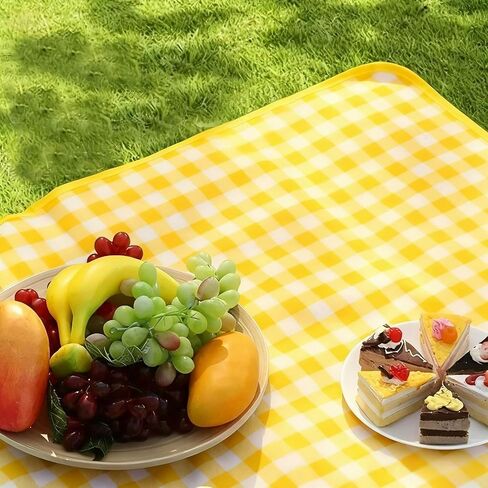 1PC Waterproof Foldable Picnic Blankets – Thickened Non-Woven Fabric, Moisture-Proof for Beach, Camping & Outdoor Trips - Yellow in Saudi Arabia