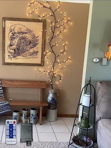 2PCS Enchanted Willow Vine Lights for Home Decor,Flexible DIY Lighted Branches with Remote On/Off Timer Dimmer,7.5FT Lighted Willow Vine 144LEDs for Bedroom Aesthetic Living Room Decor in Saudi Arabia