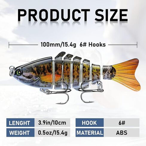 Multi-Segmented Fishing Lures, Glide Swim Bait Lure Freshwater and Saltwater for Bass Fishing Stuff, Swimbait Crank Baits in Saudi Arabia