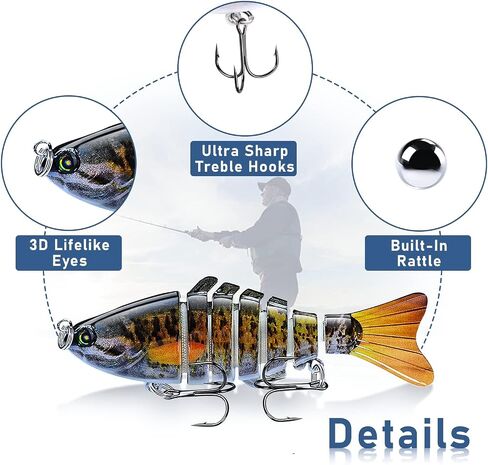 Multi-Segmented Fishing Lures, Glide Swim Bait Lure Freshwater and Saltwater for Bass Fishing Stuff, Swimbait Crank Baits in Saudi Arabia