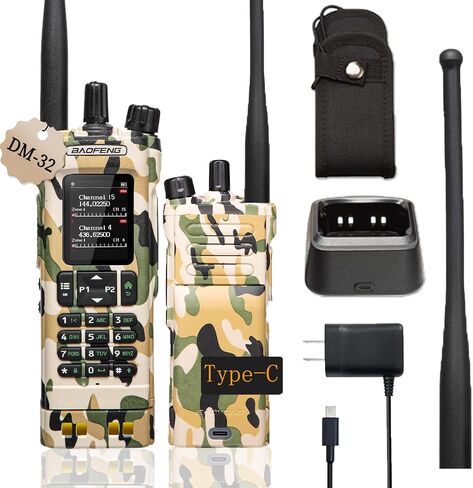 جهاز اتصال لاسلكي طويل المدى BAOFENG DM32 DMR 10 وات | ثنائي النطاق VHF/UHF | نظام تحديد المواقع العالمي (GPS) وUSB-C قابلان لإعادة الشحن | راديو ثنائي الاتجاه لحالات الطوارئ للصيد في الهواء الطلق in Saudi Arabia