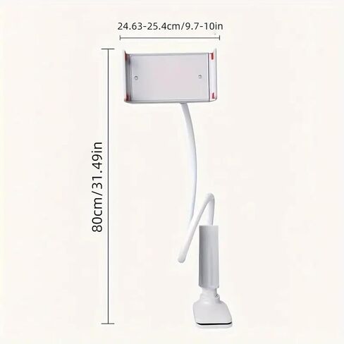 Gooseneck Tablet Holder for Bed and Desk, 360° Adjustable Overhead Mount with Clamp for Phone, Pad, Ereader, Recording, Reading, Filming – Lazy Arm Stand for 7.9"–10" Devices (White) in Saudi Arabia