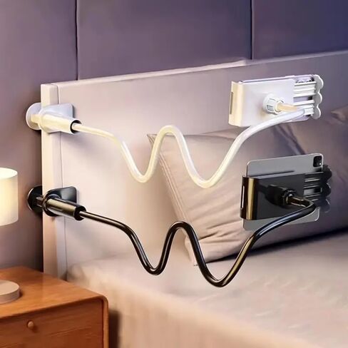 Gooseneck Tablet Holder for Bed and Desk, 360° Adjustable Overhead Mount with Clamp for Phone, Pad, Ereader, Recording, Reading, Filming – Lazy Arm Stand for 7.9"–10" Devices (White) in Saudi Arabia