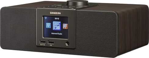 Sangean WFR-32 راديو الإنترنت/AUX/بلوتوث/تطبيق AirMusic/إدارة تفضيلات الراديو المحلية الذكية/تشغيل USB وشحن الهاتف راديو خزانة خشبي رقمي (متجدد) in Kuwait
