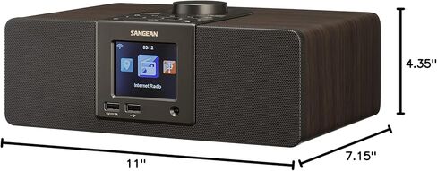 Sangean WFR-32 راديو الإنترنت/AUX/بلوتوث/تطبيق AirMusic/إدارة تفضيلات الراديو المحلية الذكية/تشغيل USB وشحن الهاتف راديو خزانة خشبي رقمي (متجدد) in Kuwait