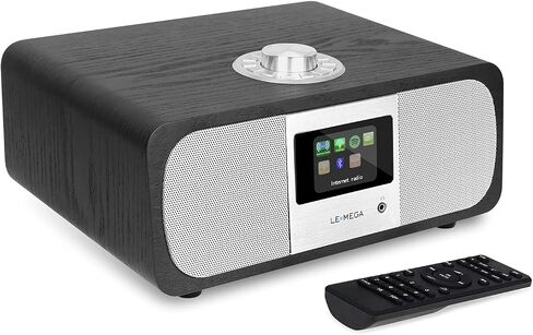 Lemega M5P ترقية راديو الإنترنت مع مشغل أقراص مضغوطة، نظام ستيريو قوي 2.1، Spotify HiFi، بلوتوث، راديو FM، خزانة خشبية صوتية، 50 إعدادًا مسبقًا، مقبس سماعة الرأس، التحكم في تطبيق OKTIV - أسود in Kuwait