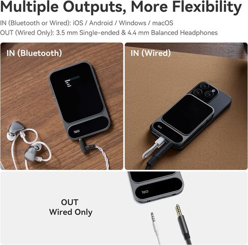 مضخم سماعة الرأس المحمول Khadas Tea Pro بشاشة 0.95 بوصة، تصميم نحيف للغاية BT 5.4 USB DAC AMP المغناطيسي مع ES9039Q2M، مخرجات 3.5 و4.4 مم، 768 كيلو هرتز/32 بت، بطارية 2100 مللي أمبير في الساعة للصوت هاي فاي in Kuwait