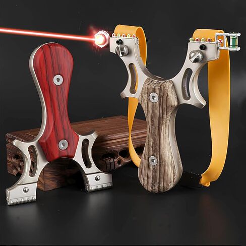 2PCS Slingshots,Professional Slingshot Set for Adult with Flat Rubber Bands, Ammo Balls Pouch,Portable Slingshot with Sight(Red+Yellow) in Saudi Arabia