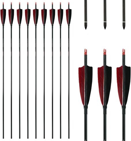 لينكبوي الرماية أسهم كربون نقي العمود الفقري 300 340 400 500 600 700 800 900 1000 ل مجمع قوس منحني الصيد الرماية الهدف 12 قطعة in Kuwait