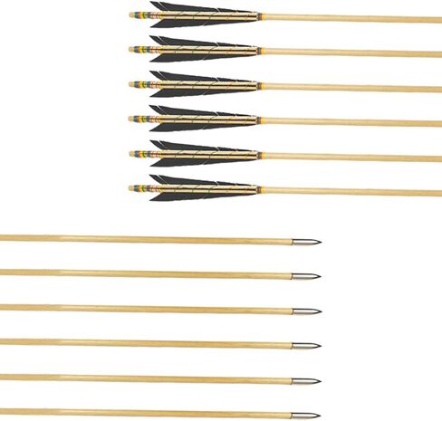 32" Archery Wooden Target Practice Arrows with 5.9" Medieval Turkey Feather Fletching for Recurve &English & Traditional Longbow Hunting (Pack of 12) in Saudi Arabia