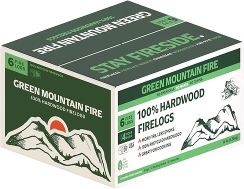 Green Mountain Fire 100% Hardwood Firelogs - 6 Fire Logs - No Chemicals, No Waxes, No Toxins in Saudi Arabia