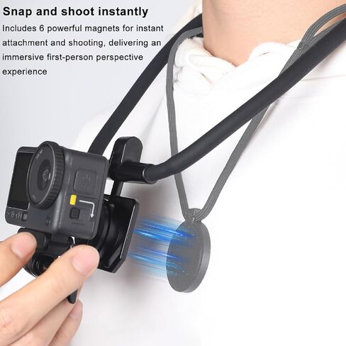 حزام تثبيت مغناطيسي للرقبة لـ DJI OSMO Action 6، زر تحرير سريع بنقرة واحدة وتصميم مريح، حامل حزام رقبة مغناطيسي سريع الفك مثبت على الصدر in Kuwait