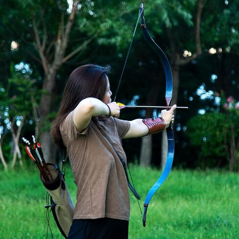 Deerseeker Archery 52" Recurve Bows Traditional Longbow Handmade Tatar Horsebow Set Ambidextrous Bow for Adults & Youth Practice Target Shooting 20-80lbs in Kuwait