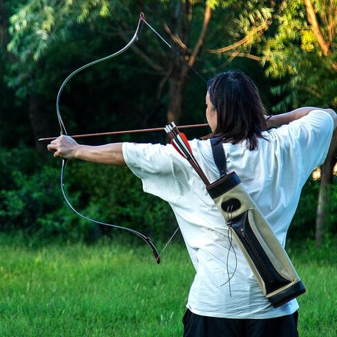 Deerseeker Archery 52" Recurve Bows Traditional Longbow Handmade Tatar Horsebow Set Ambidextrous Bow for Adults & Youth Practice Target Shooting 20-80lbs in Kuwait