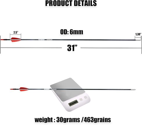 31“ Archery Arrows Training Practice Target Arrows for Kids Youth or Beginners Streamlined Points Durable Shaft on Recurve Bows Youth Bow and Longbows(Pack of 12) in Saudi Arabia