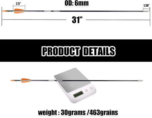 31“ Archery Arrows Training Practice Target Arrows for Kids Youth or Beginners Streamlined Points Durable Shaft on Recurve Bows Youth Bow and Longbows(Pack of 12) in Saudi Arabia