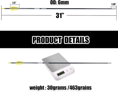 31“ Archery Arrows Training Practice Target Arrows for Kids Youth or Beginners Streamlined Points Durable Shaft on Recurve Bows Youth Bow and Longbows(Pack of 12) in Saudi Arabia