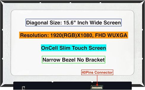 EM EMAJOR TECH New Screen Replacement for HP Pavilion 15-CS0064CL 5DE10UA 1920X1080 FHD OnCell Touch LCD LED Display with Set of Tape and Tools in Saudi Arabia