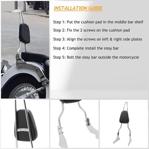 المسافر السيسي بار الظهر المسند الخلفي ل Honda Shadow 750 Spirit VT750C2 VT750C2F Phantom VT750C2B ، Black in Saudi Arabia