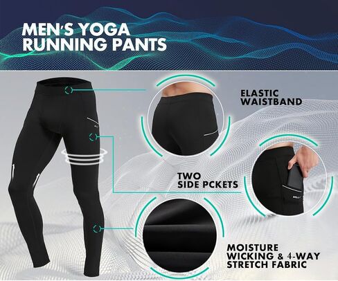 Willit Men's Active Yoga Leggings Pants Running Dance Tights with Pockets Cycling Workout Pants Quick Dry in Kuwait