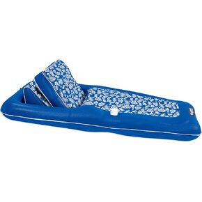 Aqua Campania Ultimate 2-in-1 Pool Float Lounge – Extra Large – Inflatable Pool Floats for Adults with Adjustable Backrest & Cupholder Caddy – Navy Hibiscus in Saudi Arabia
