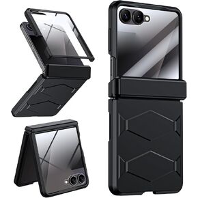 حافظة مدرعة لهاتف Samsung Z-Flip-7: حافظة هاتف واقية من الدرجة العسكرية لكامل الجسم [مضادة للانزلاق] غطاء متين مع واقي شاشة وشحن لاسلكي لهاتف Galaxy Z Flip 7 5G(2025) أسود in Kuwait