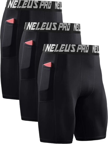 شورت مضغوط للرجال من NELEUS مكون من 3 قطع مع جيب in Kuwait
