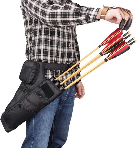 KRATARC 3-Tubes Hip Quiver Waist Hanged Arrow Archery Carry Bag with Pockets Adjustable Belt in Saudi Arabia