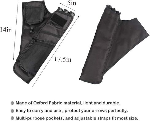KRATARC 3-Tubes Hip Quiver Waist Hanged Arrow Archery Carry Bag with Pockets Adjustable Belt in Saudi Arabia
