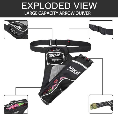 Archery Arrow Quiver Holder, 3-Tubes Hip Quiver Arrow Bag with Adjustable Belt for Youth & Adults Arrows Hunting Target Practicing in Saudi Arabia