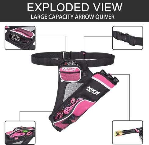 Archery Arrow Quiver Holder, 3-Tubes Hip Quiver Arrow Bag with Adjustable Belt for Youth & Adults Arrows Hunting Target Practicing in Saudi Arabia
