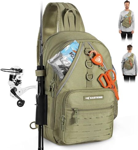 KastKing Karryall Sling Tackle Bag–Fishing Sling Pack,Fishing Backpack With Rod Holder,MOLLE System,Soft Bait & Gear Storage in Saudi Arabia