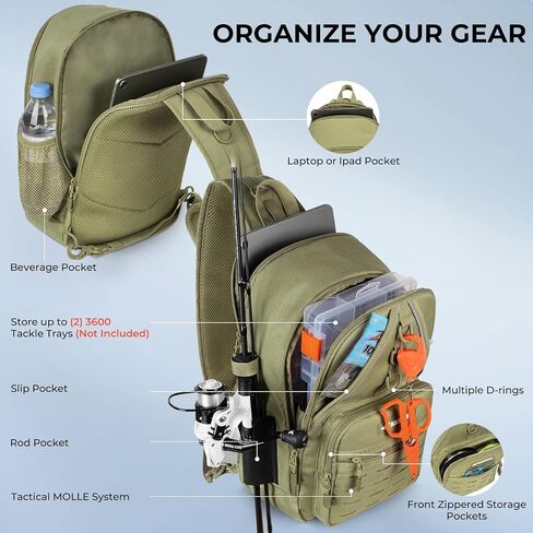 KastKing Karryall Sling Tackle Bag–Fishing Sling Pack,Fishing Backpack With Rod Holder,MOLLE System,Soft Bait & Gear Storage in Saudi Arabia