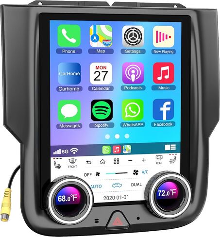 ستيريو سيارة 2+32G Android 12 لسيارة Dodge RAM 1500/2500/3500 2013-2018، راديو سيارة بشاشة تعمل باللمس IPS مقاس 9 بوصة مع Carplay اللاسلكي وAndroid Auto، GPS، WiFi، Bluetooth، FM، دعم Obd2/DVR/DPS in Kuwait
