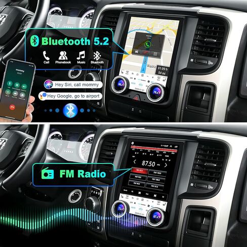 ستيريو سيارة 2+32G Android 12 لسيارة Dodge RAM 1500/2500/3500 2013-2018، راديو سيارة بشاشة تعمل باللمس IPS مقاس 9 بوصة مع Carplay اللاسلكي وAndroid Auto، GPS، WiFi، Bluetooth، FM، دعم Obd2/DVR/DPS in Kuwait