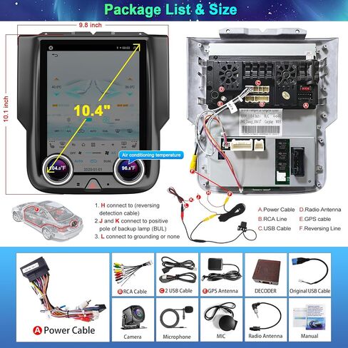 ستيريو سيارة 2+32G Android 12 لسيارة Dodge RAM 1500/2500/3500 2013-2018، راديو سيارة بشاشة تعمل باللمس IPS مقاس 9 بوصة مع Carplay اللاسلكي وAndroid Auto، GPS، WiFi، Bluetooth، FM، دعم Obd2/DVR/DPS in Kuwait