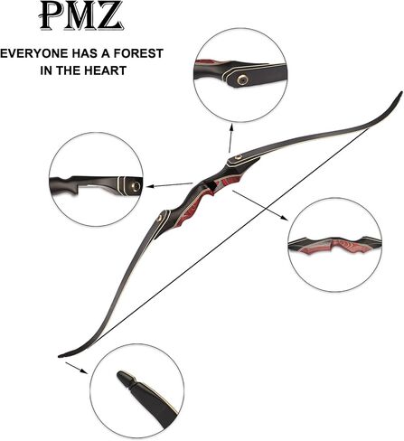 PMZ Recurve Bow and Arrow Set, Newset Professional Aldults Archery Hunting Bow Kit, 60'' Wooden Takedown Bow, for Youth Beginners to Advanced Outdoor Practice & Hunting, Right Hand, 20-60 lbs in Saudi Arabia