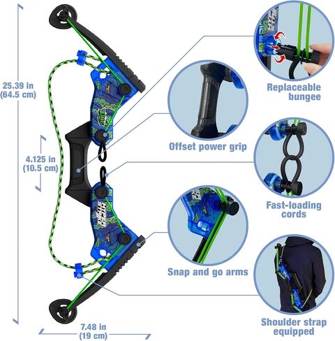 مجموعة Zing HyperStrike Dominator Bow Battle Pack - 2 قوس Dominator، و20 سهم صفارة Zonic، ومجموعتين من بدائل البنجي، وحزامي كتف و4 حاملات أسهم - لعب خارجي طويل المدى، للأعمار من 14 عامًا فما فوق in Saudi Arabia