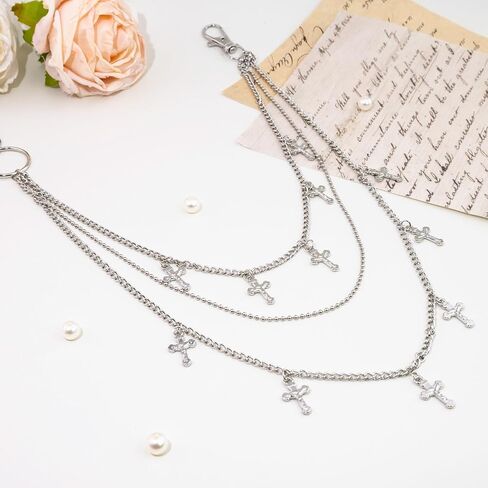 Christian Gifts Cross Keychain Cute Bag Charms Wallet Purse Charms Fashion Layered Pants Chains Jean Chain Exquisite Gold Pocket Chain for Women in Saudi Arabia
