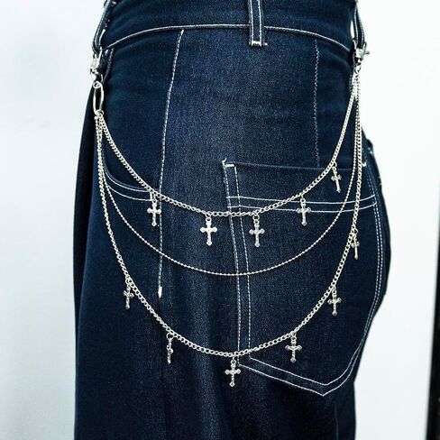 Christian Gifts Cross Keychain Cute Bag Charms Wallet Purse Charms Fashion Layered Pants Chains Jean Chain Exquisite Gold Pocket Chain for Women in Saudi Arabia