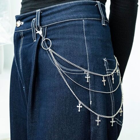Christian Gifts Cross Keychain Cute Bag Charms Wallet Purse Charms Fashion Layered Pants Chains Jean Chain Exquisite Gold Pocket Chain for Women in Saudi Arabia