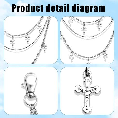 Christian Gifts Cross Keychain Cute Bag Charms Wallet Purse Charms Fashion Layered Pants Chains Jean Chain Exquisite Gold Pocket Chain for Women in Saudi Arabia